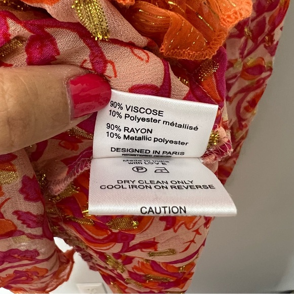 Miss June Paris Lurex Myko Long Sleeve Blouse Fuschia Orange Boho gorgeous! 742 - Picture 11 of 16